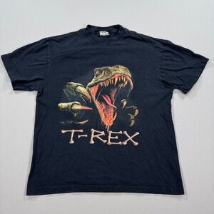 Vintage T-Rex T Shirt Dinosaur Graphic Tee Trexcafe‎ Black SIngle Stitch Medium